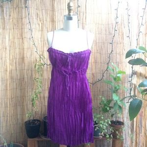 Betsey Johnson Silk Pleated Tie Strap Dress Sz 4